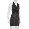 European & American Sexy Animal Print Halter Neck Bodycon Dress