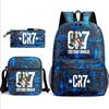 Set Zaino Scolastico Cristiano Ronaldo per Bambini Ragazzi Ragazze 15L Tessuto Oxford Borsa a Doppia Tracolla con Spallacci Imbottiti Traspiranti