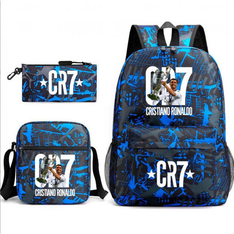 Set Zaino Scolastico Cristiano Ronaldo per Bambini Ragazzi Ragazze 15L Tessuto Oxford Borsa a Doppia Tracolla con Spallacci Imbottiti Traspiranti
