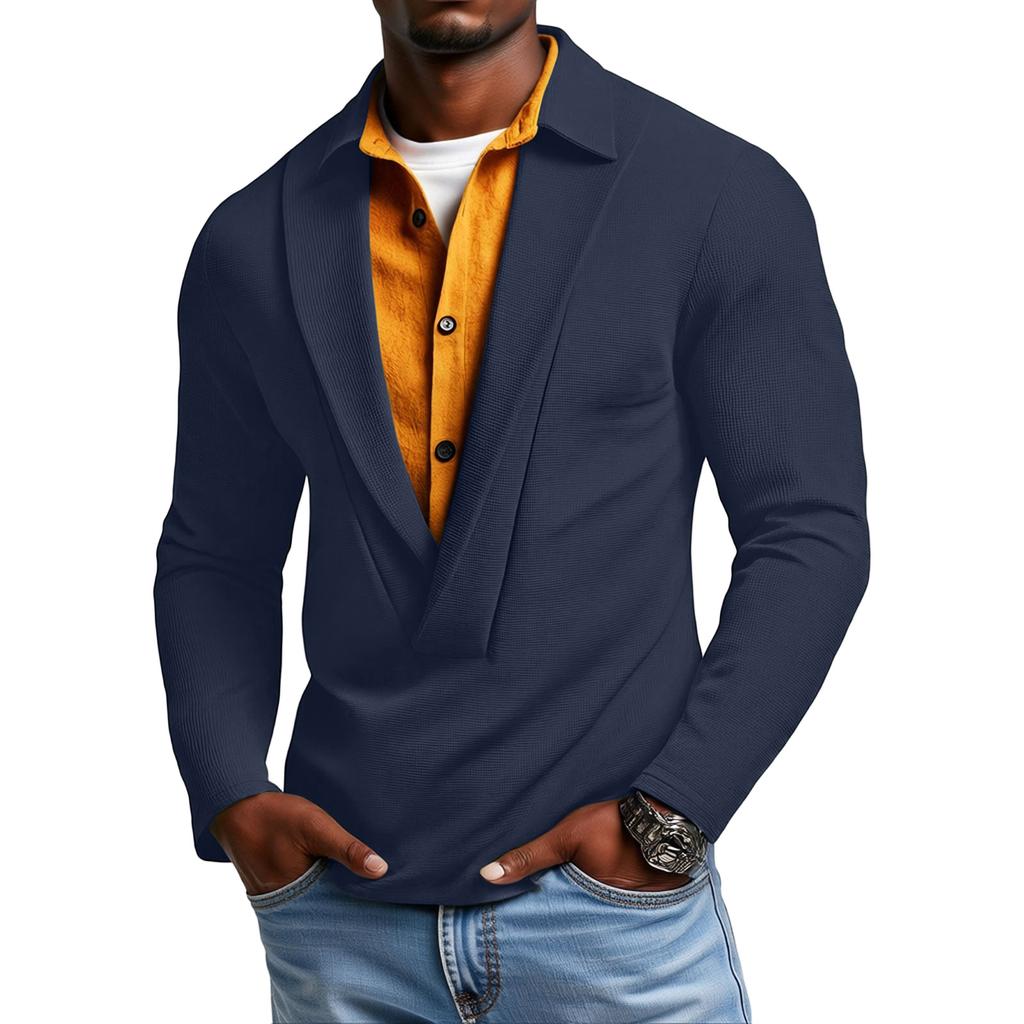 Men's  Leisure  Fashion  Flip  Collar  Button  Long  Sleeves  Upper  Garment