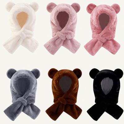 Cappello passamontagna per bambini Invernale Peluche con Paraorecchie e Sciarpa Integrata Adorabile Animale Protezione Termica per le Orecchie Equipaggiamento per il Freddo