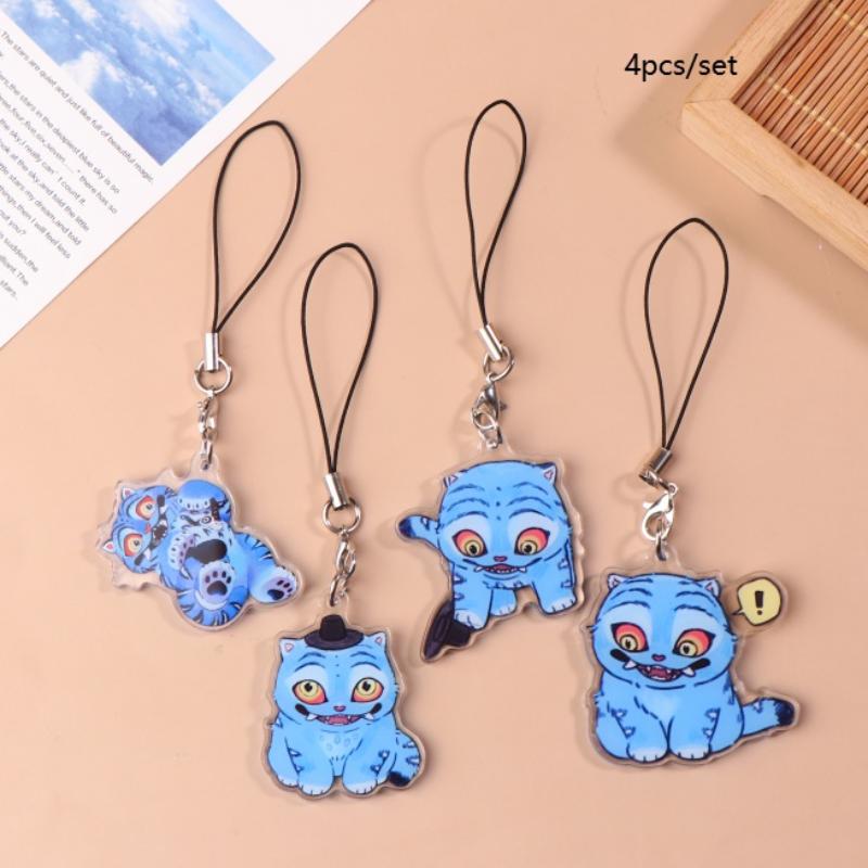 Kawaii Anime Demon Hunters Tiger Phone Lanyard Cartoon Kpop Anime Mobile Phone Chain Keyring Bag Pendant Decoration Gifts
