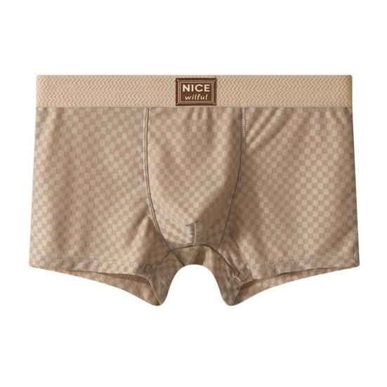 Men Boxer Underwear Elastic Mid-Waist Design Breathable Comfortable Shorts Briefs Letter Print U-Convex Panties