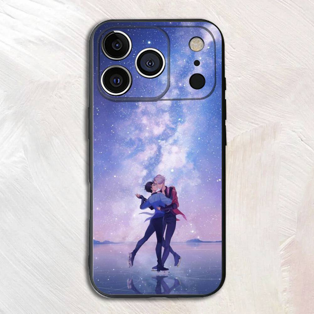 

Anime Yuri Black Phone Case For iPhone 17,16,15,14,13,12,13,12 Pro Max Plus XS XR Silicone Soft Back Cover iPhone12