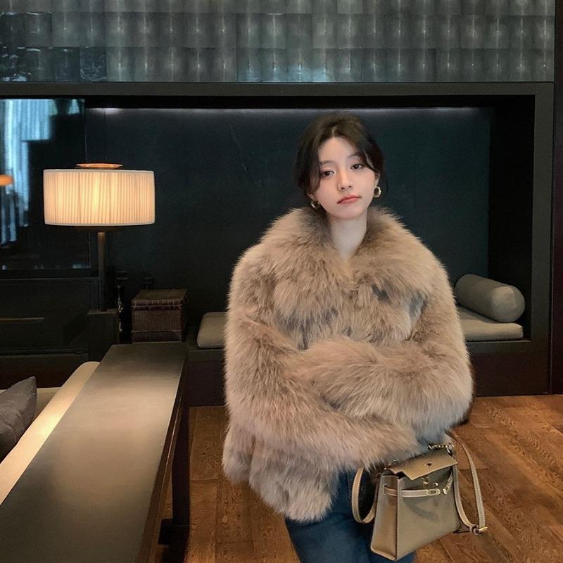 Winter new imitation fox fur coat women's fur coat thickened lapel small man