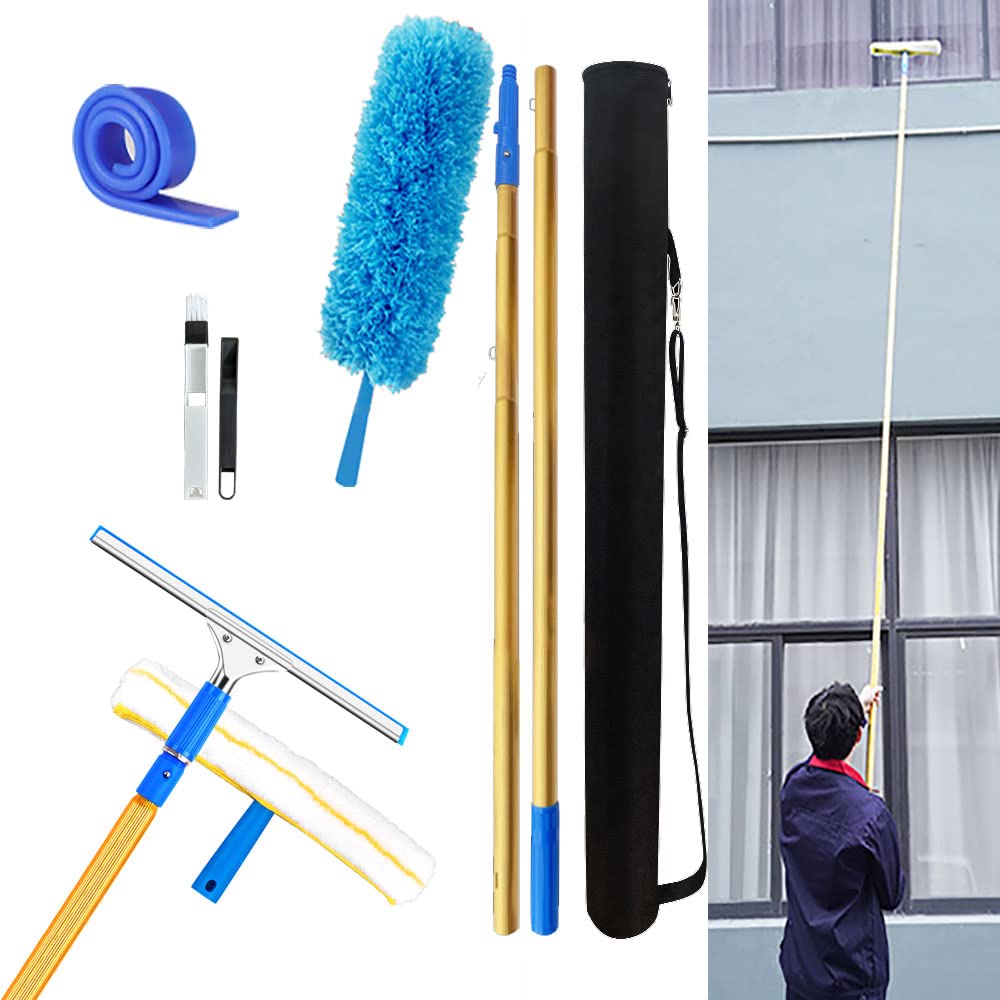 

Выдвижная длинная швабра для мытья высоких окон снаружи, длинная коммерческая швабра для высоких окон, для общей уборки, очень длинная, подходит для мытья полов и стен автомобилей чёрный