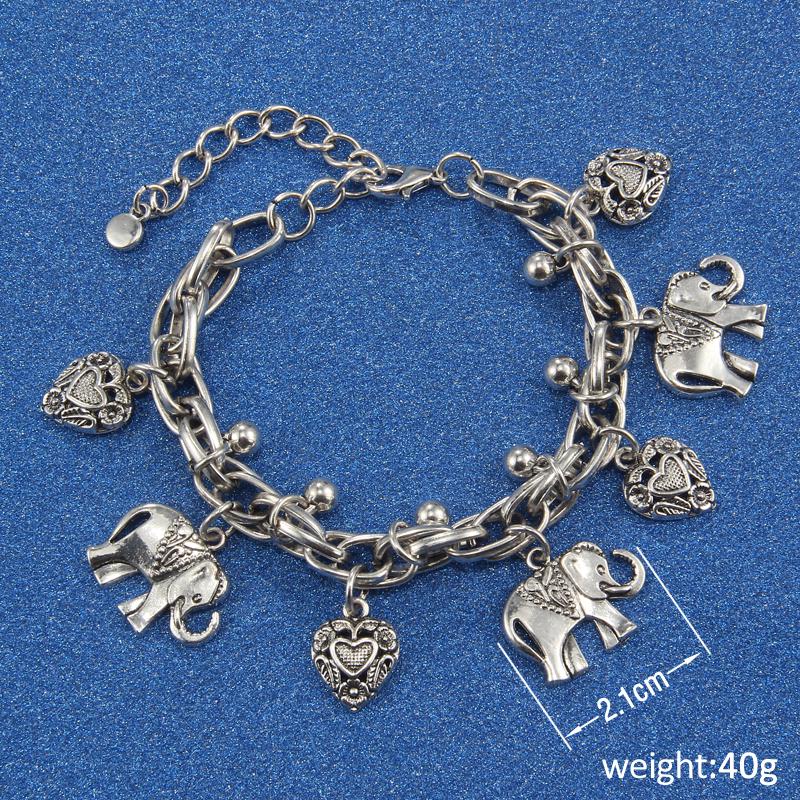 Vintage Kupfer Goldfarben Fußkettchen für Damen Elefantenanhänger Charms Kastenketten Strand Sommer Fußknöchel Armband Schmuck