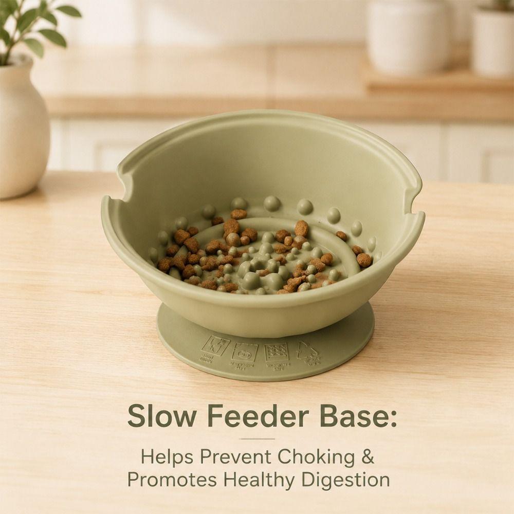 Non-Slip 2 in 1 Pet Feeder Stainless Steel Bowl Slow Feeder Bowl Pet Feeding Dish Dog Water Bowl