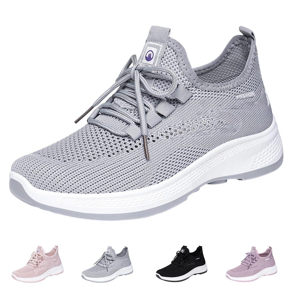 Women's Breathable Mesh Knit Lightweight Casual Sneakers Soft Sole Comfortable Sports Shoes Fashion Design Slip On Athletic Footwear