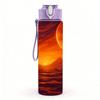 1PC Sunset Planet Cosmic Landscape Print 750ml Color Plastic Sports Water Bottle Leakproof Flip Straw Lid Suitable for Sports Office Home Use