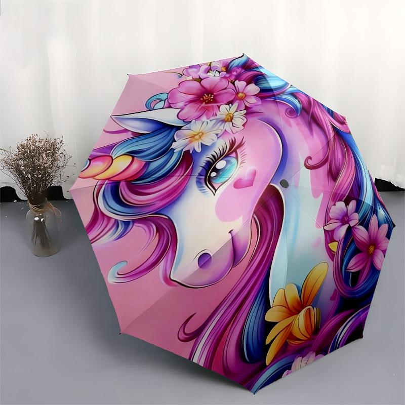1pc Unicorn Fantasy Art Umbrella with Plastic Handle,Suitable for All Seasons Home Travel Outdoor Umbrellaptys31092