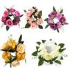 1PC Candle Wreath Plastic Wreath Holiday Tabletop Home Decor Silk Flower Mini Wreath Festive Dining Table Decoration
