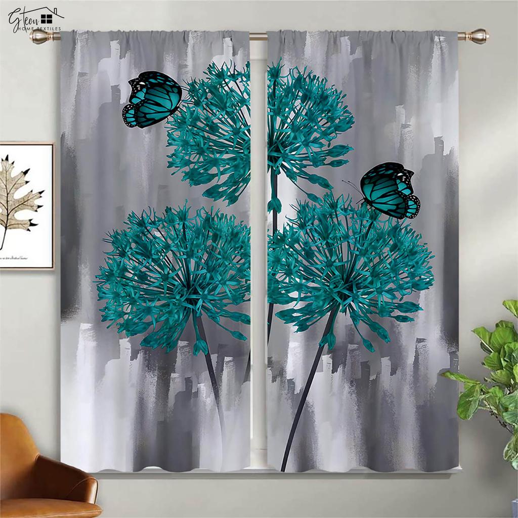 Schmetterling Liebe Blume Vorhänge Pastoral Schön Retro Schlafzimmer Wohnzimmer Arbeitszimmer Polyesterfaser 3D-Druck Dekovorhang