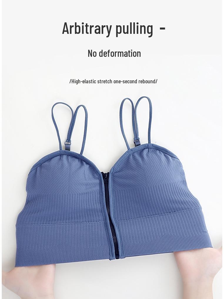 Trendy Zipper Back Tank Top with Chest Pads - Women's Bandeau Bra