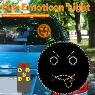 Vtipné LED světlo s vtipným výrazem pro auto, Vtipné světlo do okna auta, Příslušenství pro auto, Lampa s gestem prostředníčku, Nálepka se světelným panelem
