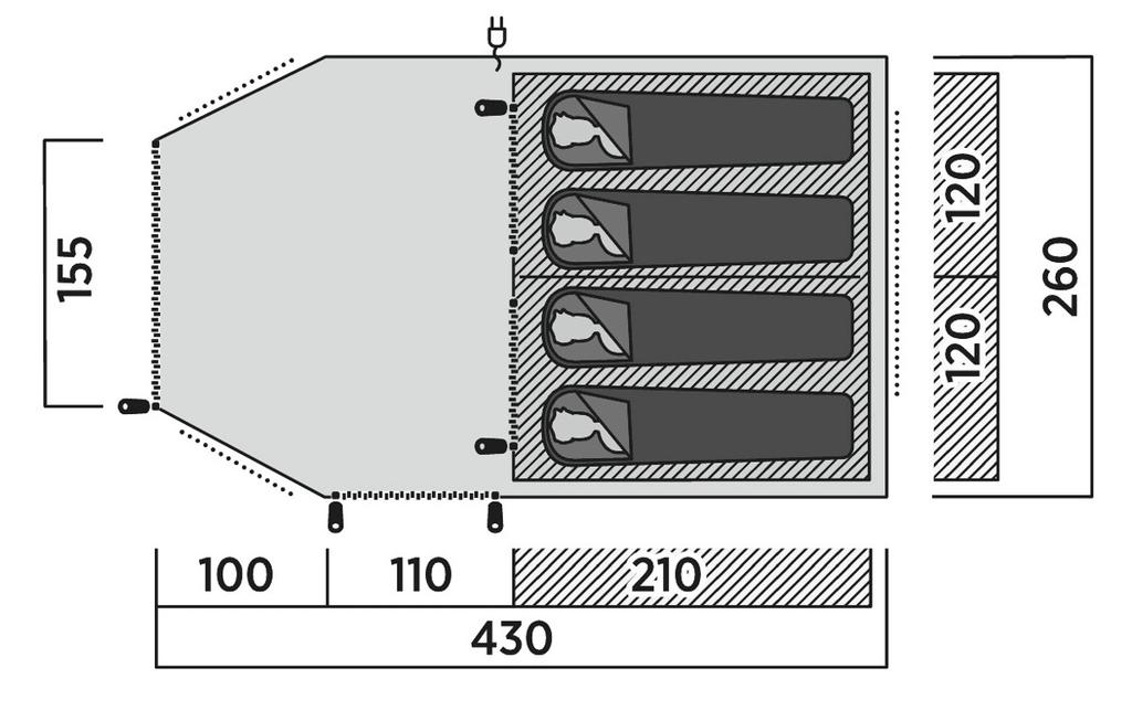 Easy Camp Hamra 4 Tunnelzelt für 4 Personen, Grau | Easy Camp