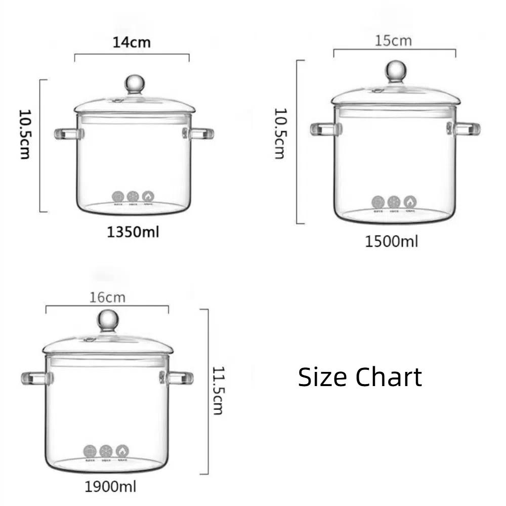 Mit Griff Glas Schmortopf Suppentopf Schüssel Hochborosilikat Klar Kochtopf Induktionsherd Gas