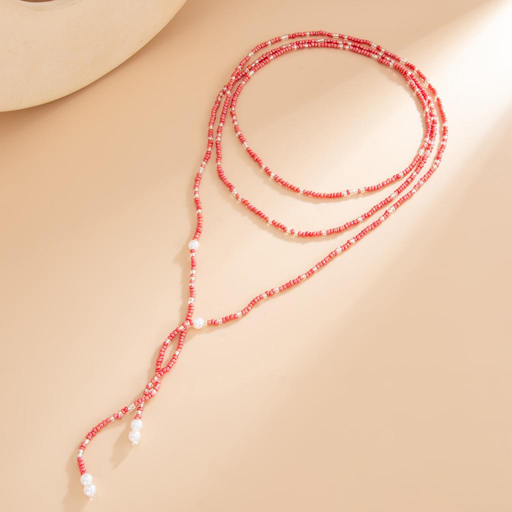 Vintage Beads Necklace Women Stackable Adjustable Sweater Chain Jewelry Accessories