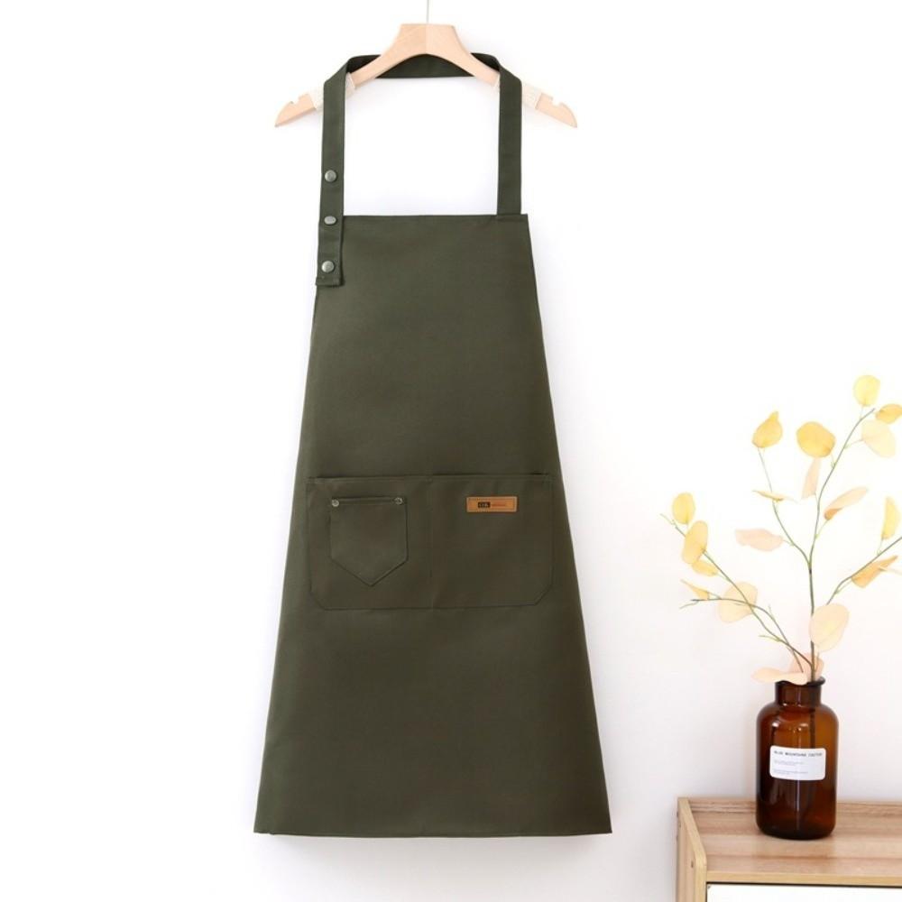 Waterproof Kitchen Apron Adjustable Straps Oil-Proof Waiter Apron Pure Color Stain-Resistant Cooking Apron for Restaurant