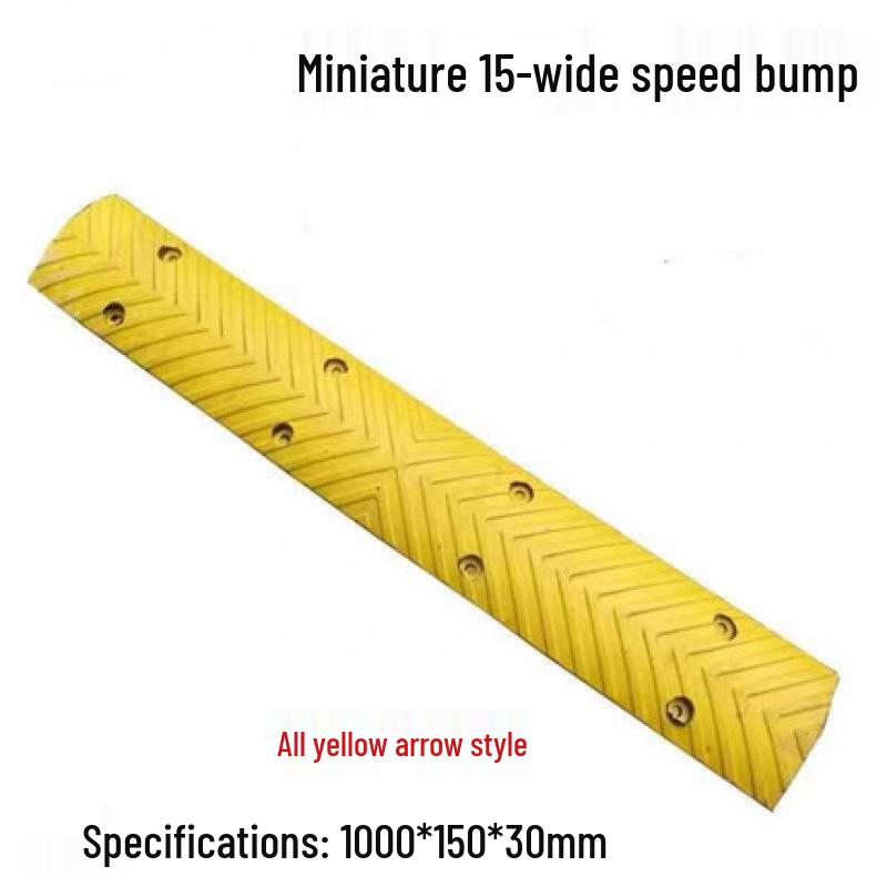 2cm High Mini Rubber Speed Bump and Bicycle Buffer with Yellow-Black Stripes for Parking Space Division