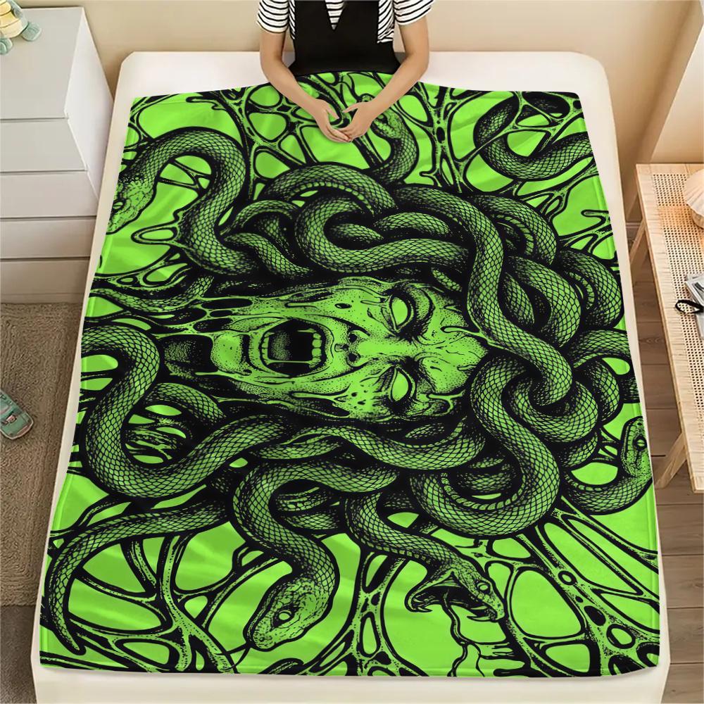 Green Mucus Reaper Print Flannel Blanket,High quality Comfortable for All Seasons,Home Decor,Warmth and Comfort,Perfect for Christmas Gifts