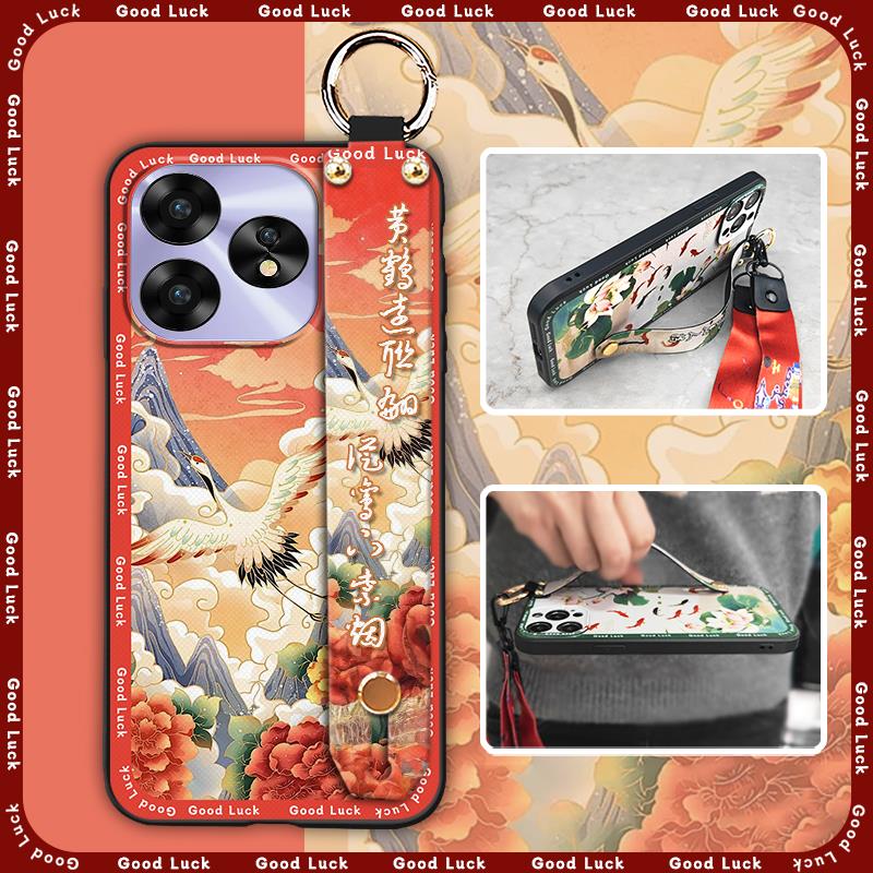 Strapazierfähige Schmutzabweisende Handyhülle für UMIDIGI A15/A15C Lanyard Weiche Hülle Chinesischer Stil Wasserdicht Stoßfest Armband