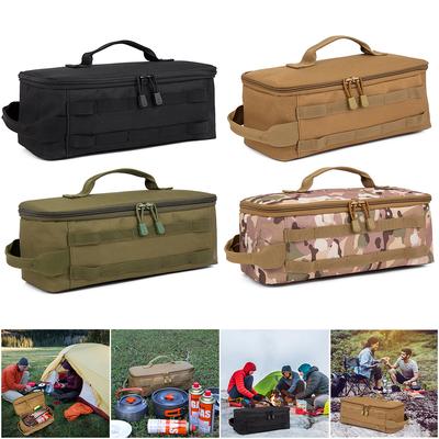 Large Capacity Camping Cookware Organizer with Handle Gas Tank Storage Bag Oxford Cloth Double Zippers for Climbing Picnic