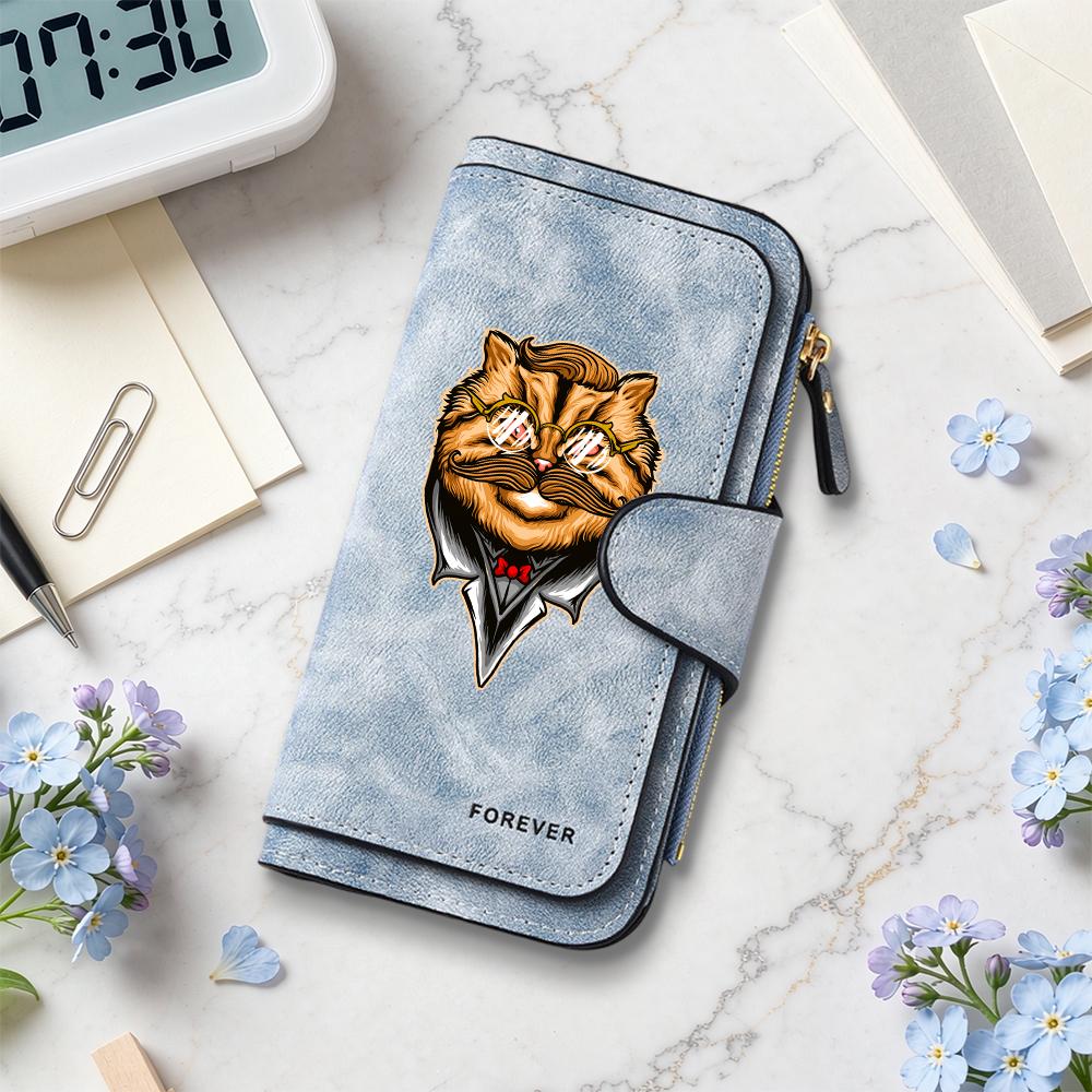 Gentleman Cat Pattern Long Wallet
