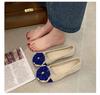 Women's Plus Size Bow Flower Color-block Square-toe Flat Shoes