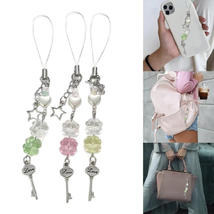 Handy-Anhänger Kleeblatt Handy-Kette Perlen-Anhänger für Jeden Anlass