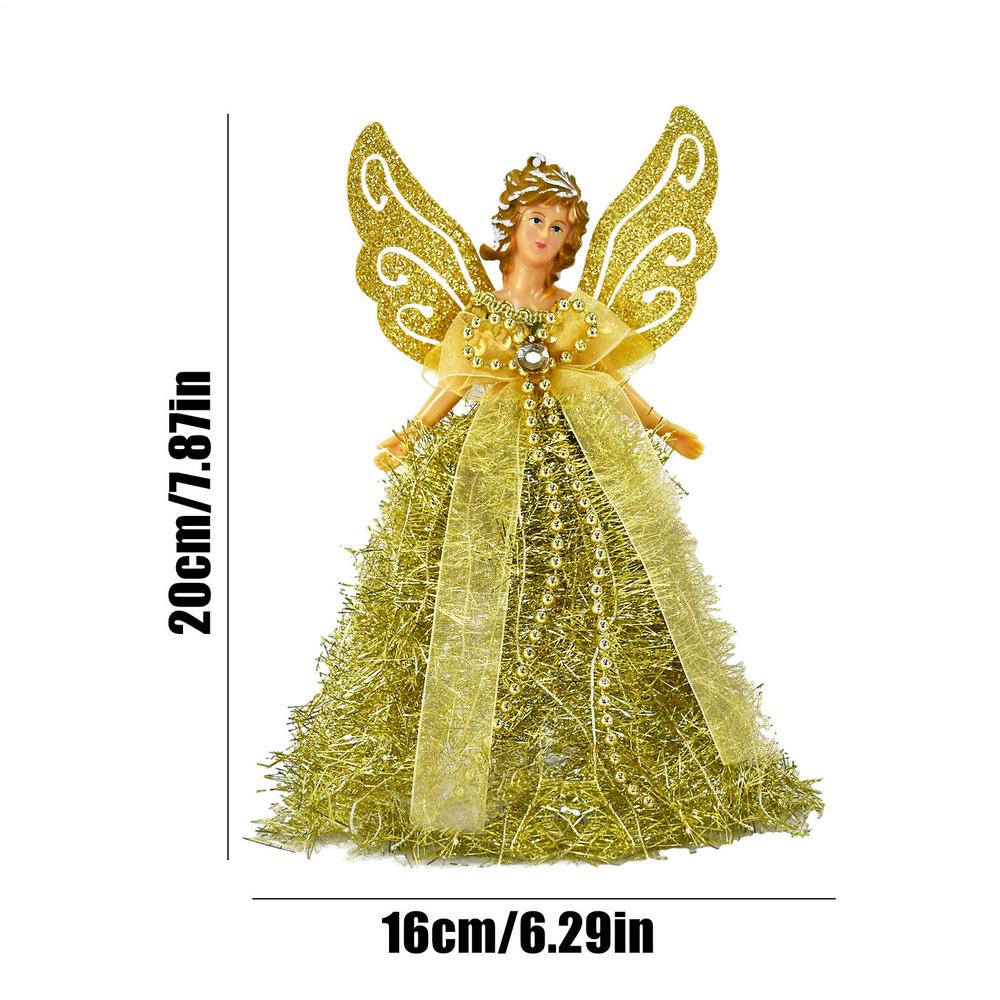 

Luxury Star Angel Christmas Tree Topper with Elegant Dress No Battery Needed Perfect for Winter & New Year Decor