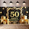 Goldenes 50. Geburtstag Banner Hintergrund mit Sternenelementen Party Dekoration Zubehör für Geburtstagsparty Foto Requisiten Ce