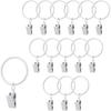 Yolev 15pcs White Curtain Rings with Clips Metal Drapery Rings with Clips 1.26 Interior Diameter Curtain Rod Ring for Hanging Drapery Drapes Fit Up