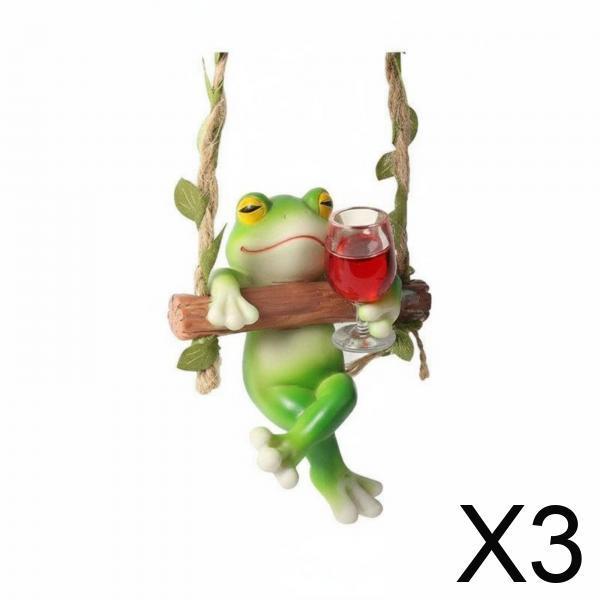 Hanging Frog Swing Figurine Resin Garden Ornament Outdoor Decoration Sculpture Fairytale
