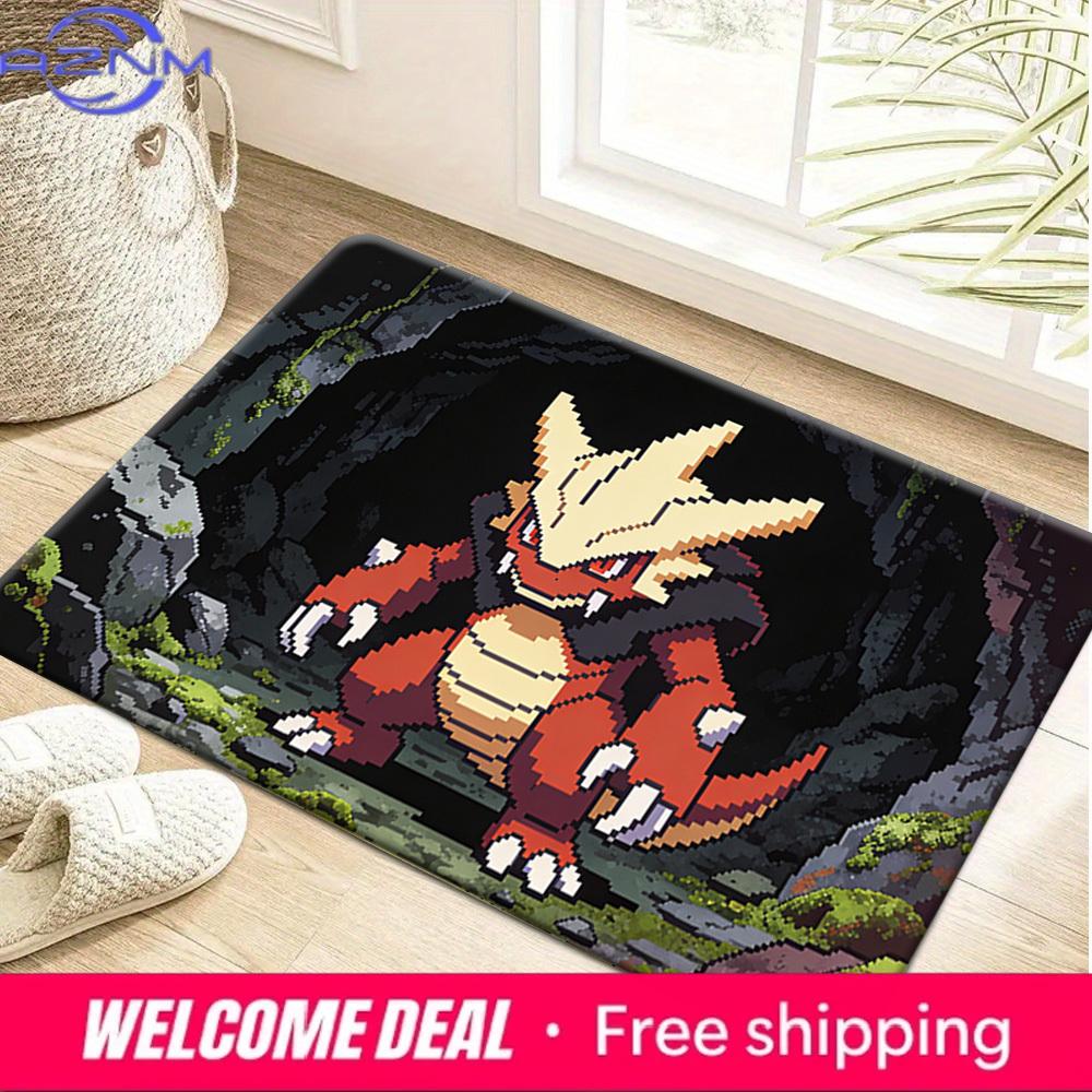 Pixel Art Red Pokemon Creature Print Doormat Non-Slip Absorbent Floor Mat for Indoor Entrance Home Decor 40cm x 60cm