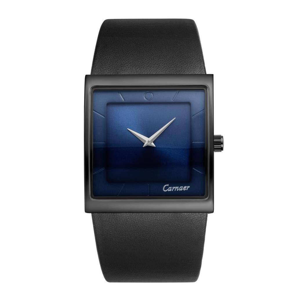Men's Square Watch with Genuine Leather Strap, 3ATM Water Resistance: Analog Display, Calendar, Japanese Quartz Movement, Leisure, Business, Stylish