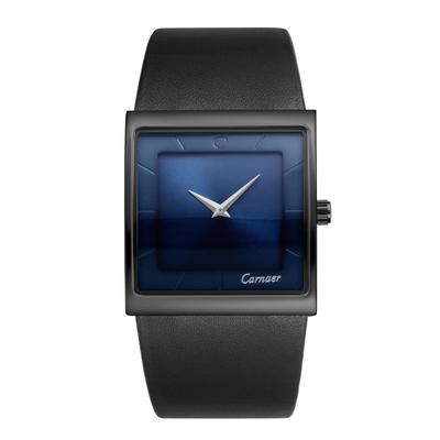 Kwadratowy Zegarek ze Skóry Naturalnej 3ATM Wodoodporny Analogowy Japoński Kwarcowy Stylowy Dodatek Idealny na lub jako Prezent dla Chłopaka Męski Pasek, Odporność