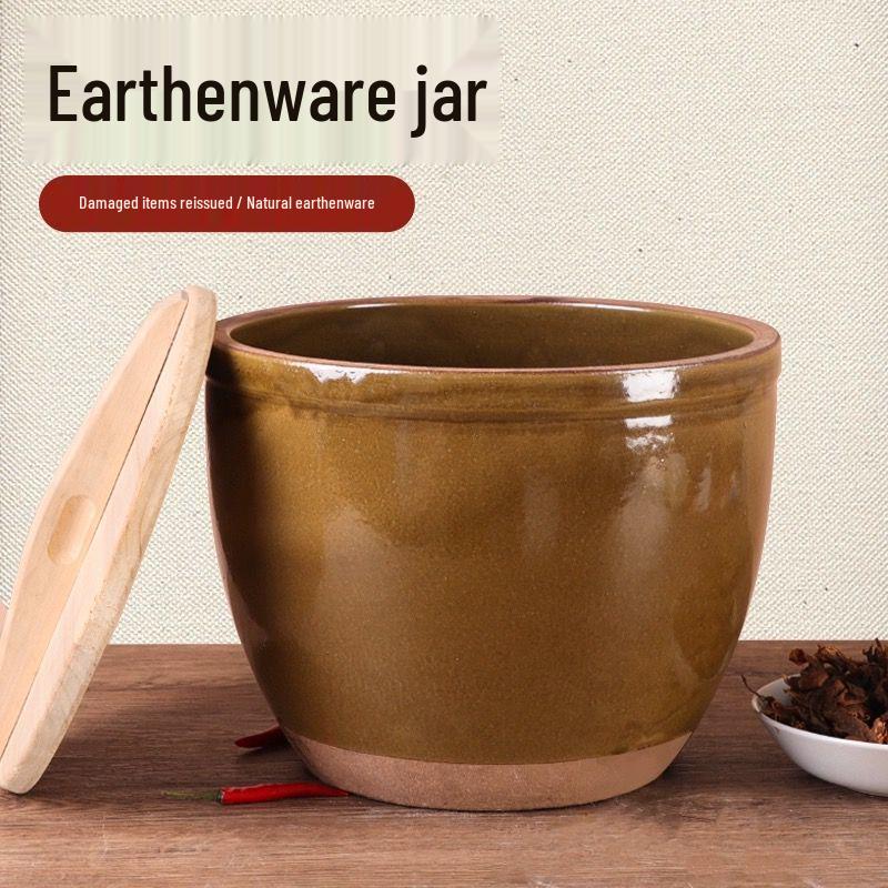 Traditional Ceramic Water Jar for Pickling, Rice Wine Fermentation, or Flour Storage