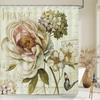 1 Pcs Retro Big Flowers Pattern Polyester Shower Curtain Partition Floral Bathroom Curtain with Hooks Home Decorative Curtain