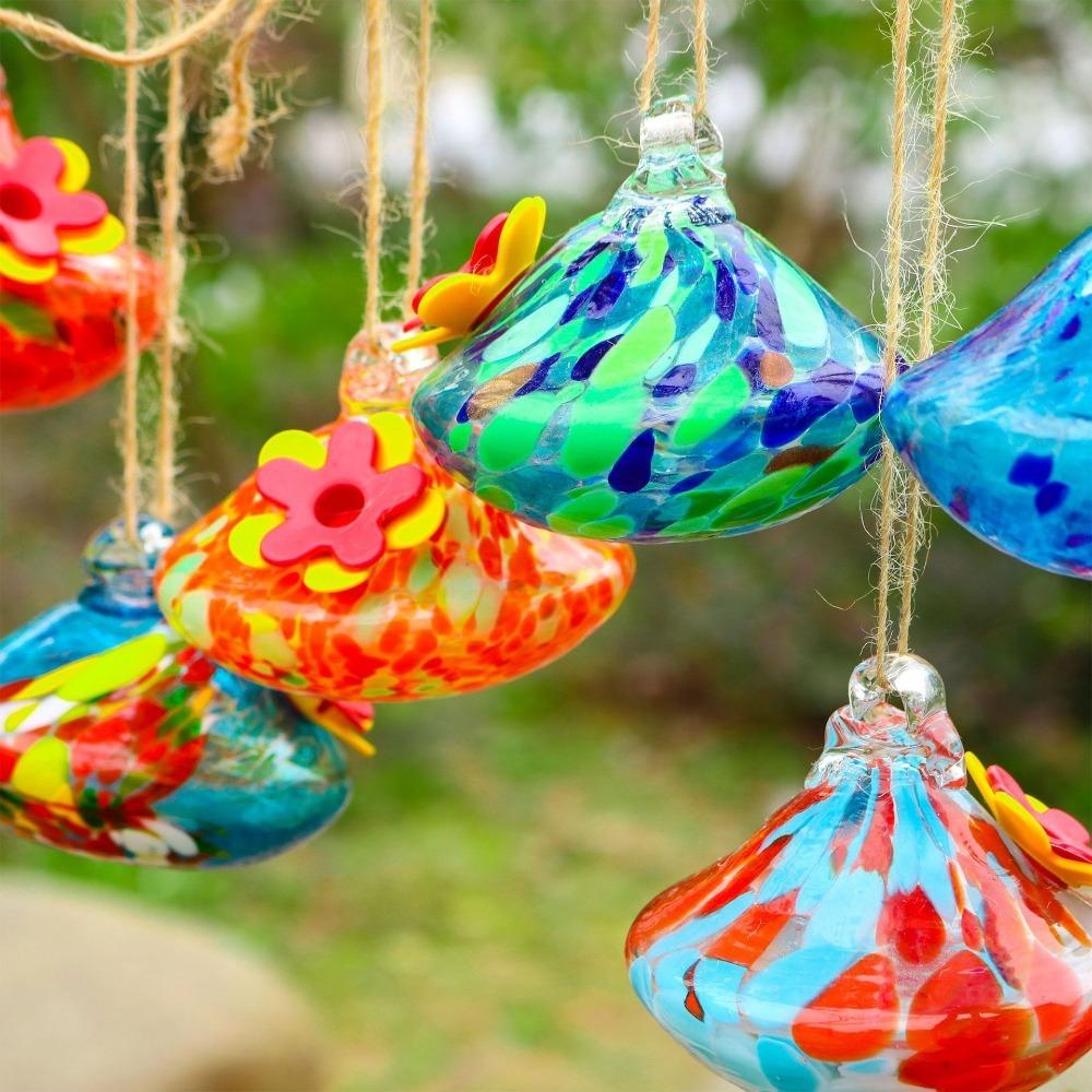 Droplet Shaped Bird Feeder Glass Ball Bird Automatic Feeder Creative Water Container  For Window