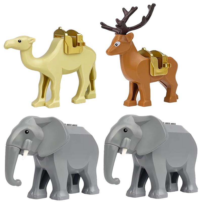 MOC Farm Zoo Animal Building Blocks Crocodile Shark Dolphin Chimpanzee Cow Leopard Educational Game Accessories Bricks Kids Toys