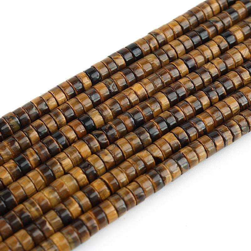 38cm Natural Tiger Eye Spacer Beads 1 String Flat Round Charm Volcanic Stone Bead Diy Bracelets Necklace Jewelry Finding