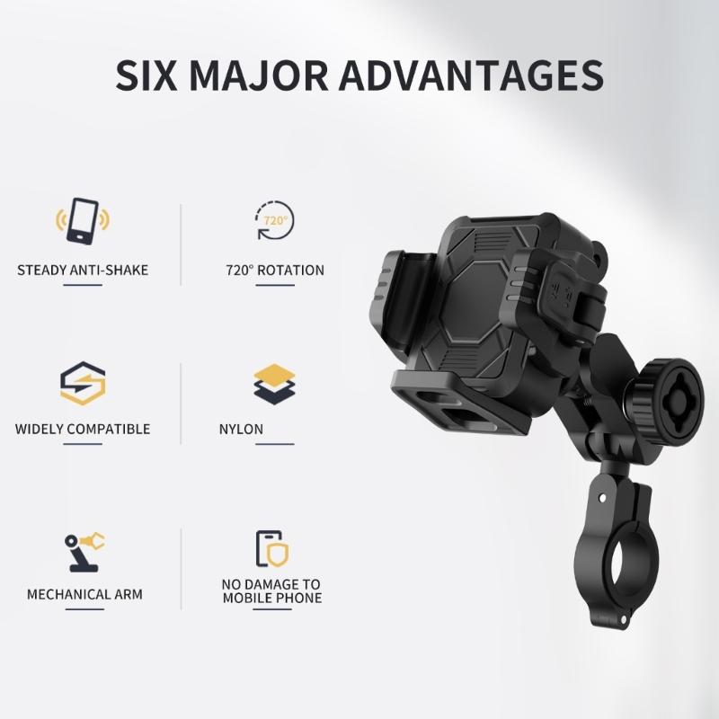 Motorcycle Phone Mount Holder Motorcycle Cellphone Mount, Bike Phone Handlebar Clamp with Anti Theft Lock