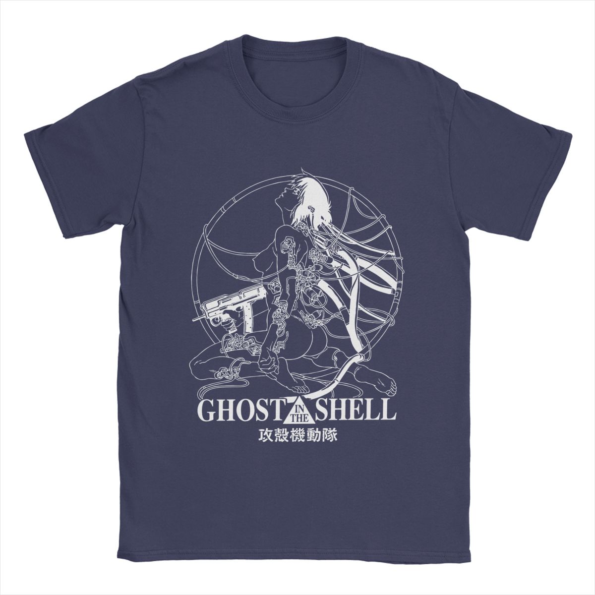 

Ghost Soldier Ghost In The Shell T-Shirts Men Anime Manga Funny Cotton Tees Crewneck Short Sleeve T Shirts 4XL 5XL Clothing 4XL