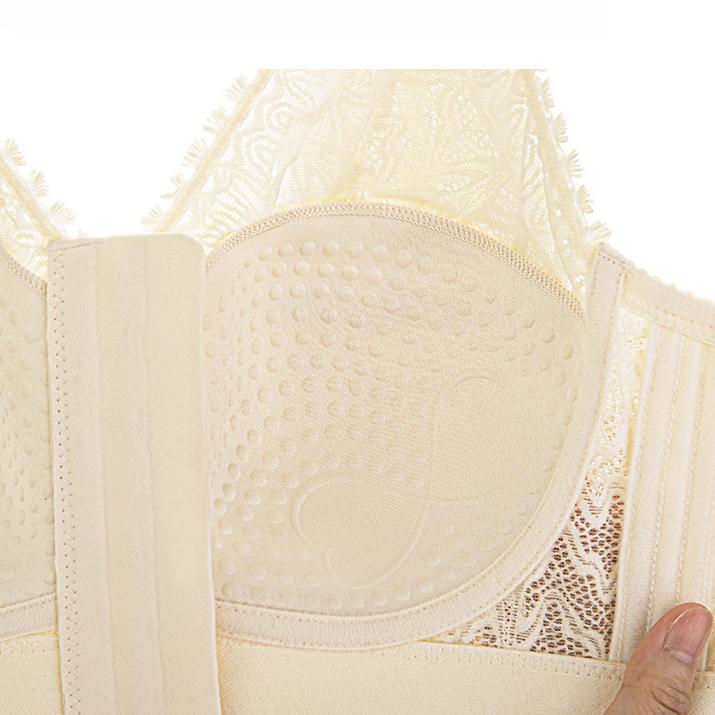 Front Button Beautiful Back Underwear Thin Gathered Anti Sagging Adjustable Bra Women's Plus Size No Steel Ring Bra