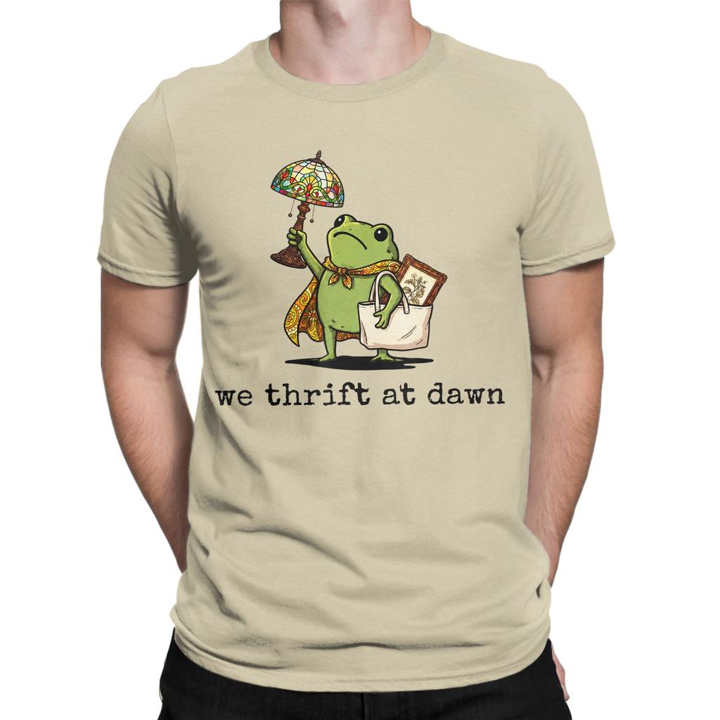 Unisex Tshirts We Thrift At Dawn Thrifting Frog Lover Novelty Cotton Tee Shirt Short Sleeve T Shirts Round Collar Tops Summer