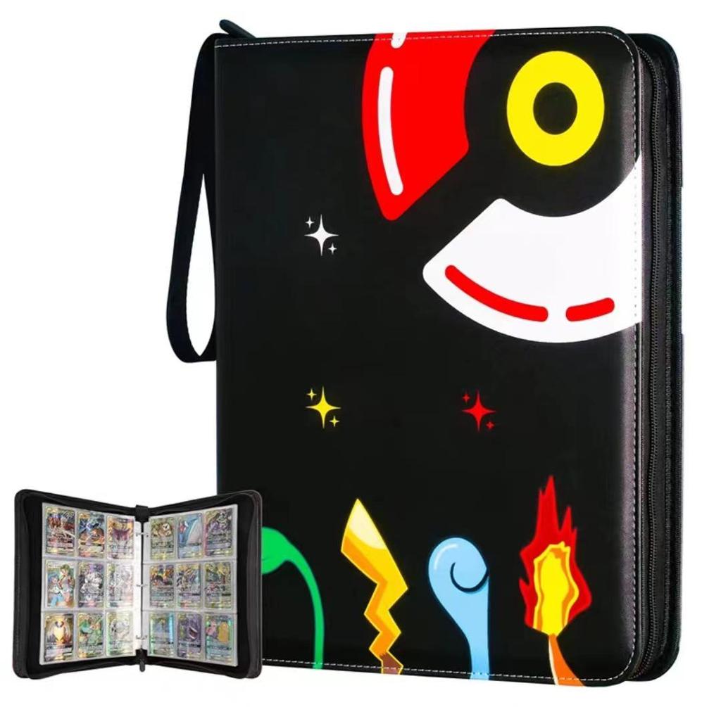 Pokémon Cartoon PU Game Card Collection Book with 4-Grid and 9-Grid Layouts