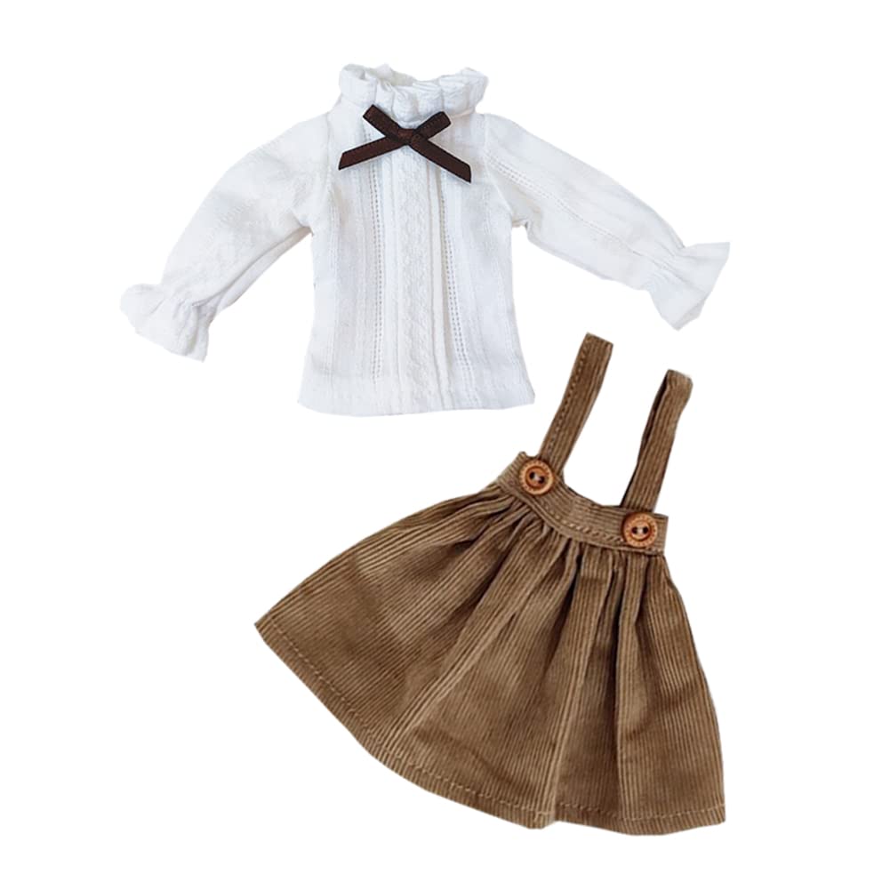 

rakulifey Набор костюма Блайз, юбка на бретелях, рубашка с длинным рукавом, одежда для куклы Блайз, Ликка-чан, Obitsu 24 универсальный, набор из 2 предметов (коричневый)