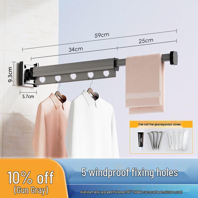 Wall-Mounted Foldable Clothes Drying Rack for Balcony/Wardrobe