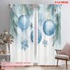 2pcs,2D Plane Printing Curtains&Window Treatment Blue Christmas Ornaments Snowflakes_a Versatile Polyester Fabric (without Rod)